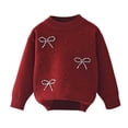 thumbnail image 5 of Wilark Girls Crew Neck Sweaters Size 6, Long Sleeve Knitted Casual Thermal Fall Winter Tops Red, 5 of 7