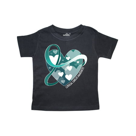 

Inktastic Cervical Cancer Awareness Teal and White Ribbon Around Heart Gift Toddler Boy or Toddler Girl T-Shirt