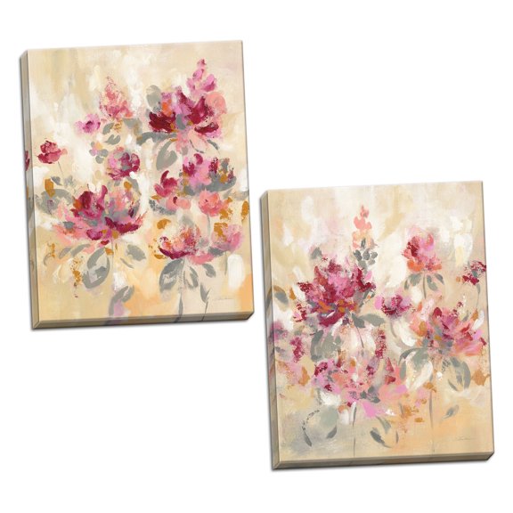 Gango Home Decor Contemporary Floral Reflections I & II by Silvia Vassileva (Ready to Hang); Two 16x20in Hand-Stretched Canvases