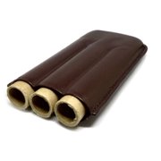 Brown Leather 3-Finger Cigar Case – (Navy – Metallic)