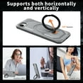 thumbnail image 5 of Heavy Duty Phone Case For iPhone 16e,Built-in Rotatable Magnetic Ring Kickstand,Shockproof Dropproof Tough Rugged Anti-fall Protective Phone Case Cover For iPhone 16e, Gray, 5 of 6