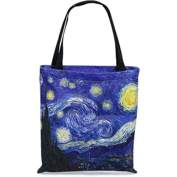 Canvas Tote Bag, Foldable Reusable Shopping & Commuting Bag for Men Women, 13.4 x 14.2 Inches