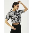 thumbnail image 4 of DressBerry Women’s Printed Cotton Poplin Crop Top Round Neck Short Sleeves High Waist Regular Wear Light Weighted Casual Summer Top, 4 of 7