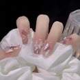 thumbnail image 2 of 24Pcs Ballerina Long Square Nail Tips False Nails Wearable Fake Nails Butterfly Camellia Flower Pearl Design Press on Nails, 2 of 6