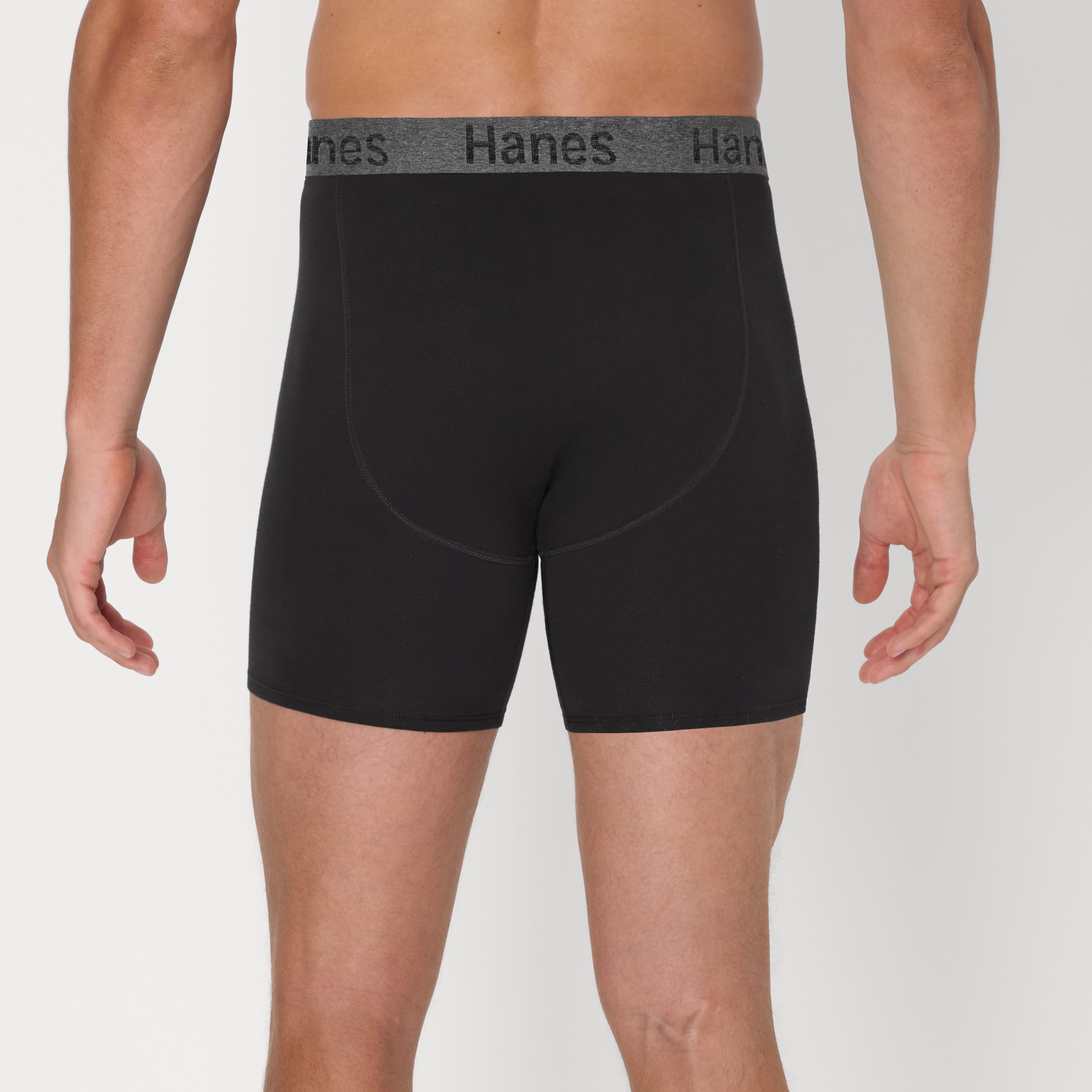 Underwear Boxer Briefs with Stay Dry Pouch, 3-Pack, Cotton Stretch Underwear, Black