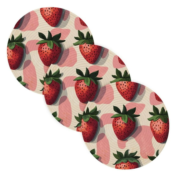 BZSMCE Mats for Pots,Pans Place Red Strawberry Simple Style Pattern Pot Mats