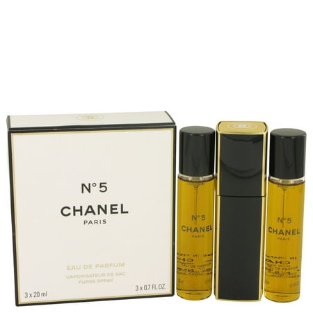 CHANEL No. 5 by Chanel Eau De Parfum Spray Refillable Includes 1 Purse Spray and 2 Refills 3 x.07
