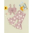 thumbnail image 2 of CIYCuIT Toddler Little Girls 2Pcs Summer Outfits Sleeveless Bow Front Cami Tops + Daisy Print Flare Pants 12M 18M 24M 3T 4T 5T Kids Casual Daily Long Pants Sets, 2 of 8