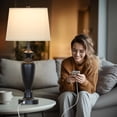 thumbnail image 2 of Cinkeda Table Lamps Set of 2 for Bedroom Living Room 3 Way Dimmable Bedside Lamps with 2 USB Charging Ports,30" Tall Metal Touch Control Nightstand Lamp, 2 of 6