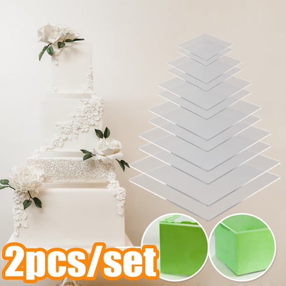 Travelwant 2Pcs Buttercream Acrylic Round Cake Disks, Circle Clear Acrylic Sheet, Round Acrylic Disc Transparent Acrylic Panel for DIY Projects and Art Craft Project