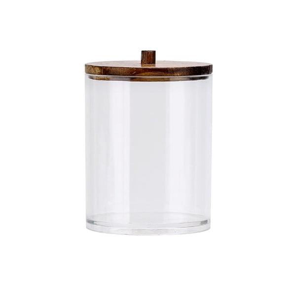 Distributeur de Cotons-Tiges en Plastique Transparent, Pot Organisateur de 10oz pour Salle de Bain, Rangement pour Cotons et Fil Dentaire, Couvercle Amovible pour un Accès Facile, Petit Bac de Rangement pour Q-Tips et Tampons