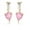 Gold/Pink, variant on Prong Set Drop Earrings with Artificial Heart Shape Pink and Brilliant Baguettes Diamond by Diamond Essence set in Sterling Silver