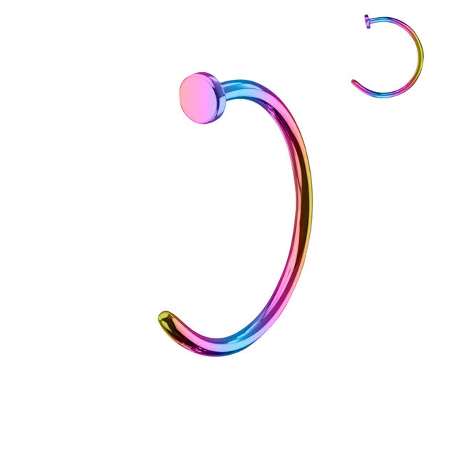 316L Surgical Steel Anodized Flat Top Nose Hoop – 20G / 18G, 1/4-3/8, Titanium Color, Body Jewelry Brand