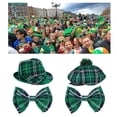 thumbnail image 2 of St. Patrick's Day Holiday Props Panama Hat Plaids Bowtie for Adults Kids Painter Hat Green Theme Party, 2 of 7