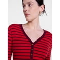 thumbnail image 5 of Scenario Women's and Women's Plus Striped Henley Shirt with Long Sleeves, Sizes XS-4X, 5 of 6