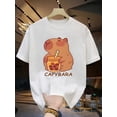 thumbnail image 1 of Boys' Capybara Graphic T-Shirt - Soft Cotton, Short Sleeve, Crew Neck, Casual Summer Tee with Adorable Capybara Drinking Boba Design, 1 of 6
