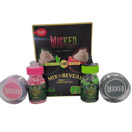 Betty Crocker Wicked For Good Mix to Reveal Vanilla 11.4 oz Cupcake Kit with Glinda and Elphaba 2.82 oz Sprinkles and Liners 5 Piece Set Betty Crocker Wicked For Good Mix to Reveal Vanilla 11.4 oz Cupcake Kit with Glinda and Elphaba 2.82 oz Sprinkles and Liners 5 Piece Set