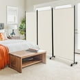 thumbnail image 4 of Costway 3-Panel Folding Room Divider 6Ft Rolling Privacy Screen withLockable Wheels White, 4 of 9
