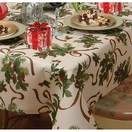 

unbranded-Violet Linen Holiday Seasonal Christmas Ribbons Tablecloth