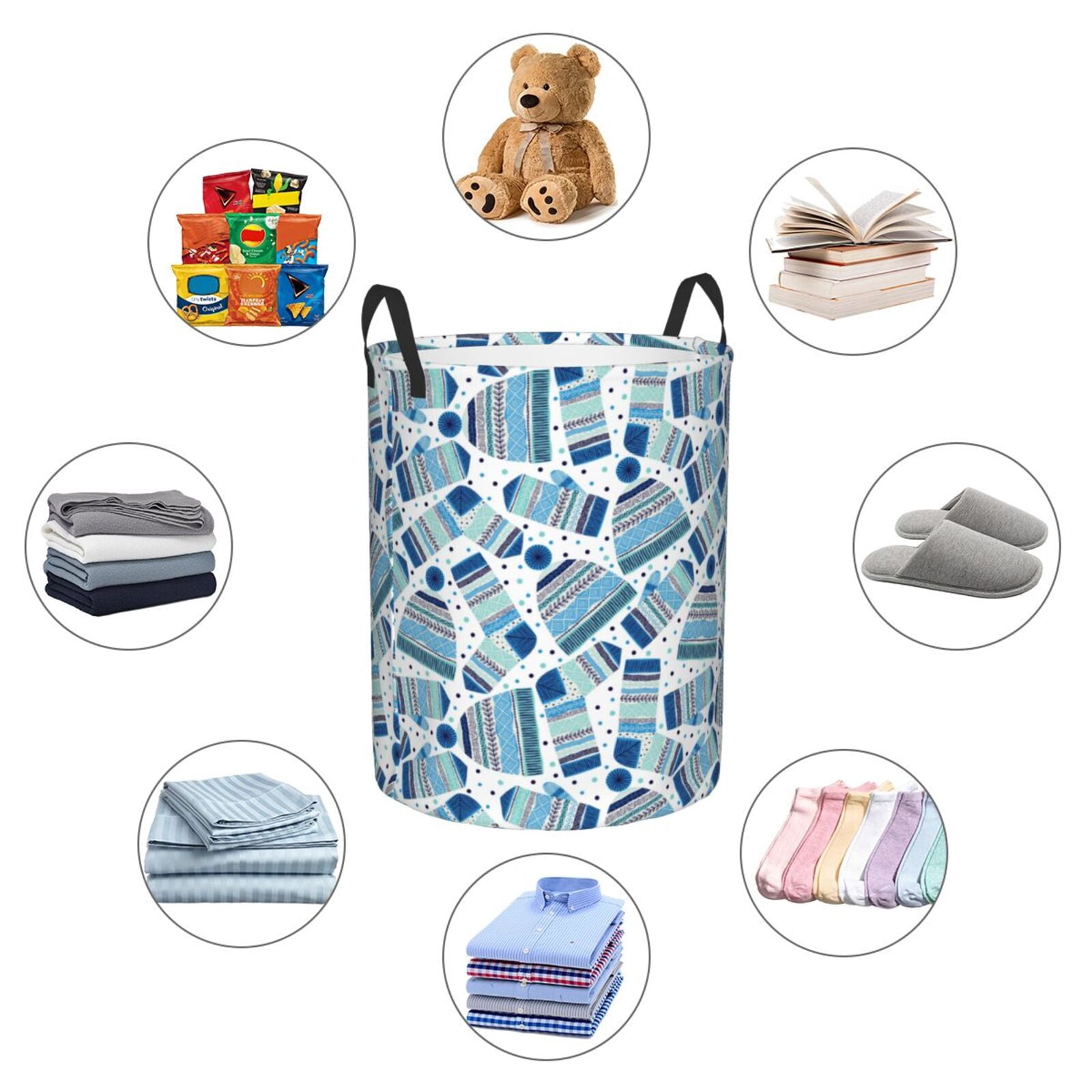 Large Laundry Basket with Handles - Winter Knit Hat and Socks Kids Baby Dirty Clothes Laundry Hamper for Bedroom Aesthetic