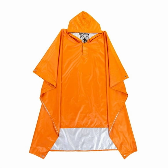 Typpkmm 3-in-1 Long Raincoat, Waterproof Adult Poncho, Hooded Outdoor Shell, Orange A