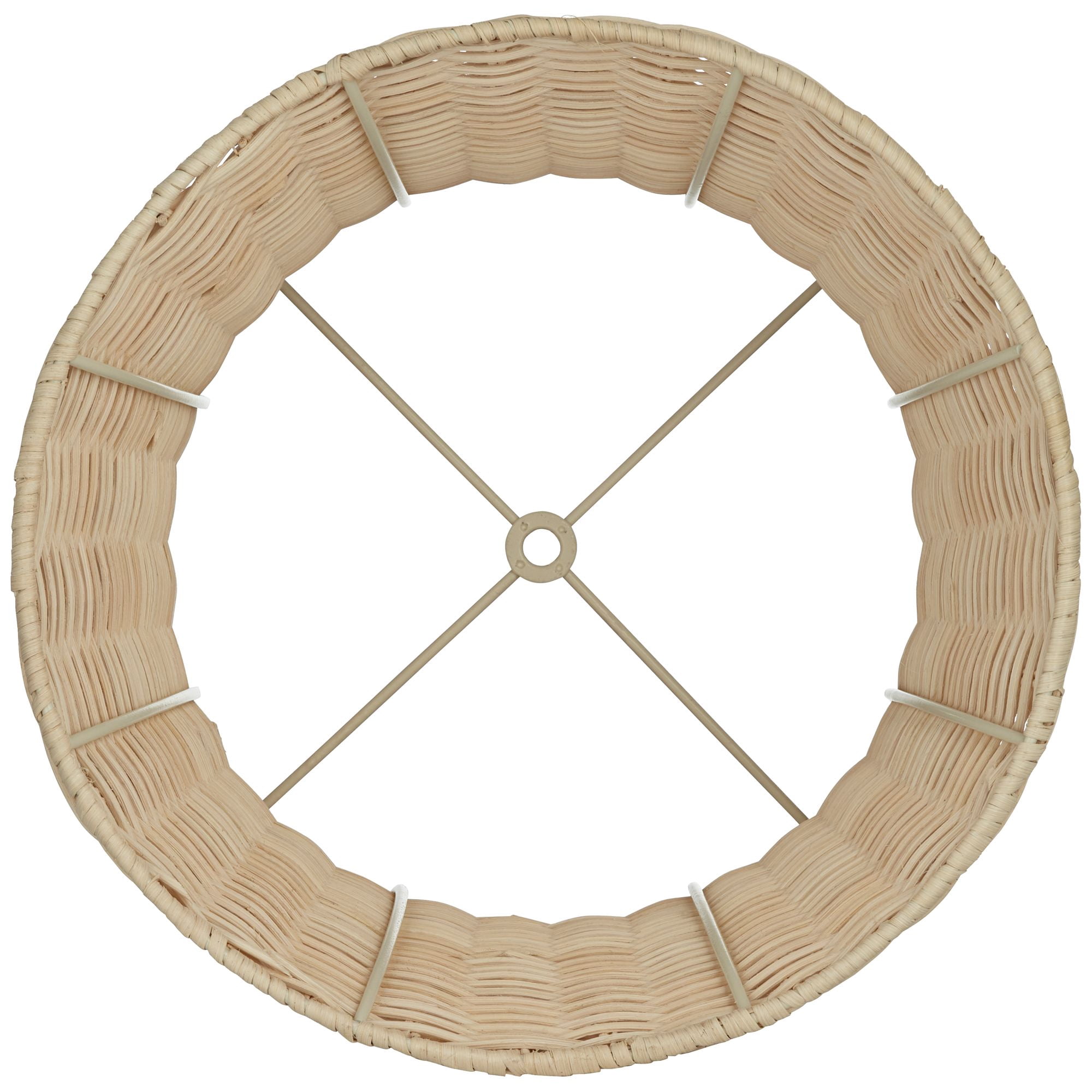Springcrest 10" Top x 11 1/2" Bottom x 8" High x Lamp Shade Replacement Small Corset Drum Coastal Unbleached Rattan Harp Finial