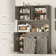 thumbnail image 4 of Homfa Kitchen Pantry Cabinet, Trash Can Cabinets Fits 12.5 Gallon Can, 5 Door 2 Drawer Kitchen Storage Cabinet with Hutch, Freestanding Cupboard, Wash Gray, 4 of 6