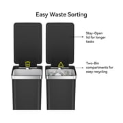 EKO Hana Step Trash Can, 2-Pack, 8-Gallon Each, Black Plastic