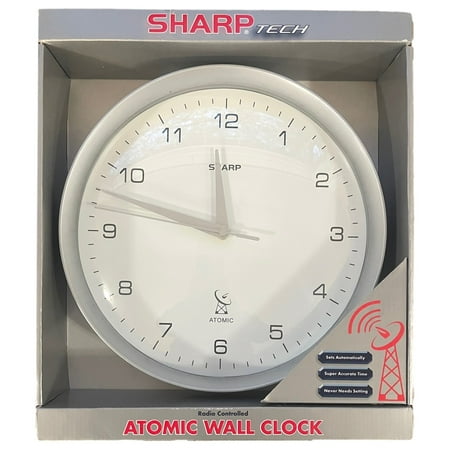 Sharp Atomic 12 Wall Clock, Sets Automatically Radio Controlled