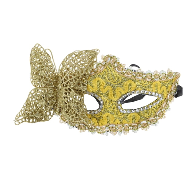 Unique Bargains 1 Pce Masque Demi-Visage Papillon 3D pour Fête Masquée Jaune