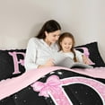 thumbnail image 5 of Manfei Personalized Gifts Bowtie Queen Comforter Set,Bowknot Latter R Bedding Sets,Pink Sparking Print Bedding Comforter Set For Princess,Lightweight Room Decoration Reversible,3 Pieces, 5 of 8