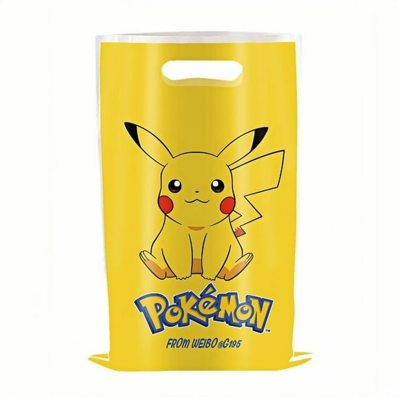 20Pcs Pokémon Anime Cartoon Theme Party Gift Bags, Handheld Favor Candy Bags with Carry Handle for Birthday Party Decorations Supplies