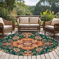 thumbnail image 4 of Round Rugs 5Ft, Bohemian Floral Round Area Rug Washable Indoor Throw Carpet, Abstract Retro Flowers Texture Soft Non Slip Circle Rug for Cabinet Bathroom Home Decor Aesthetic, 4 of 8