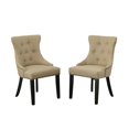 thumbnail image 2 of Contemporary Home Living Armless Upholstered Tufted Back Dining Chair - 35" - Cream - Set of 2, 2 of 9