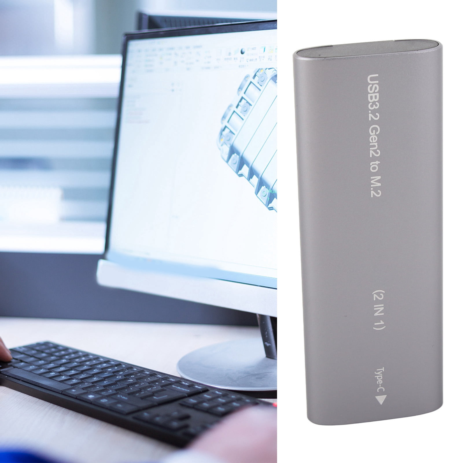 NVME NGFF SSD Enclosure, Plug and Play High Speed Transmission M.2 SSD Enclosure Fast Heat Dissipation  for M.2 SSD