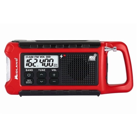 Midland E+Ready Compact Emergency Crank Radio, Red