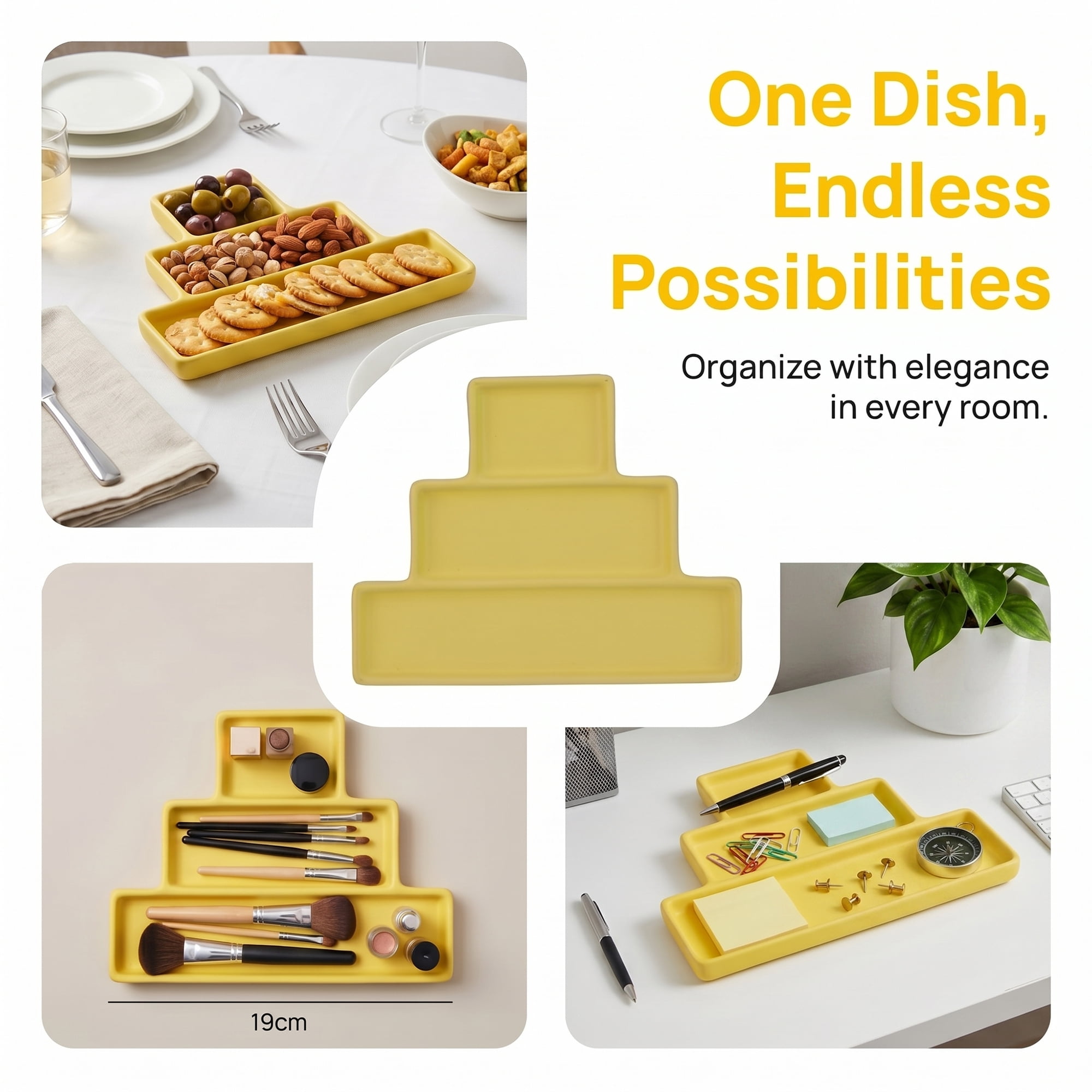 Unique Bargains Cloud Jewelry Dish Irregular Ceramic Trinket Tray Yellow 7.5*5.9*1.2inch