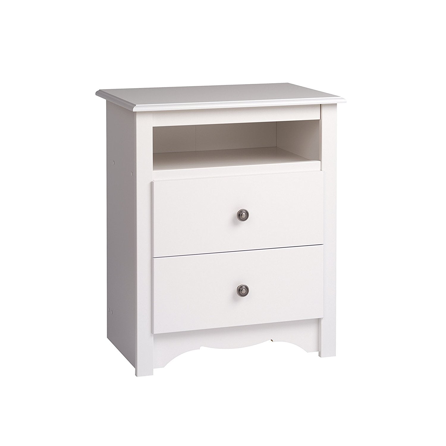White Monterey Tall 2 Drawer Nightstand With Open Shelf Walmart Com