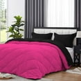 thumbnail image 4 of D.N.G. BEDDINGS 5 Piece Luxury Reversible Diamond Pattern Comforter Set Premium Super Soft, All Season 800 TC, 100% Egyptian Cotton King/California King Size Hot Pink/Black Solid Color, 4 of 7