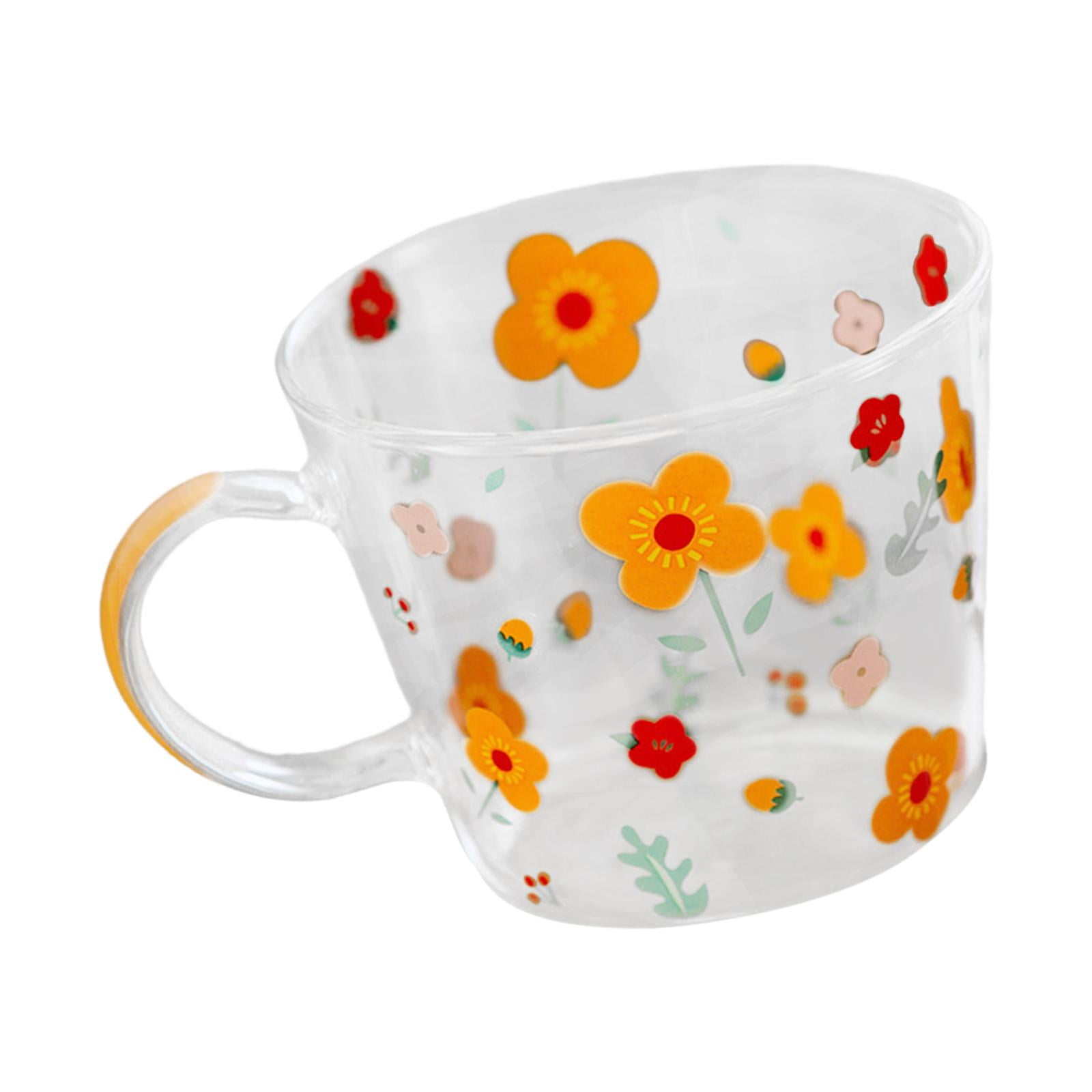 Glass Coffee Cup Tea Mug Espresso Cups 450ml with Handle Glass Water Cup Beverage Mugs for Oatmeal Milk Breakfast Beverage Birthday Gifts
