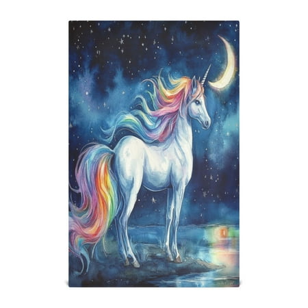 

Multi-Purpose Kitchen Towels 28x18 Inch Dishcloths with Hanging Loop Decorative and Practical Towels for Kitchen Dining Beautiful Watercolor Unicorn