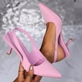 thumbnail image 3 of Slingback Kitten Heels for Women Solid Color Pointed Closed Toe Elastic Band Slides Wedding Prom Party Dress Shoes Pumps Pink Size 6.5, 3 of 6