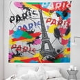 thumbnail image 1 of Paris Tapestry, Contemporary Design Outline Eiffel Tower Swirling Lines Art Paint Strokes Print, Fabric Wall Hanging Decor for Bedroom Living Room Dorm, 5 Sizes, Black and Red, by Ambesonne, 1 of 1