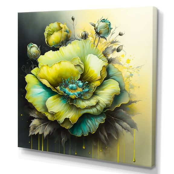 Designart Green Blooming Flower I Canvas Wall Art