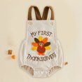 thumbnail image 5 of larppty Baby Boy Girl Thanksgiving Outfit Thanksgiving Onesie Turkey Bubble Romper Strap Waffle Overalls Bodysuit (Z03-Light Yellow, 3-6 Months), 5 of 8