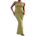 thumbnail image 1 of POINTERTECK Stylish Solid Color Lace Trim Bodycon Long Dress for Women, 1 of 8