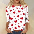 thumbnail image 2 of Garbnen Valentine's Day Tops for Women 3/4 Sleeve Tops for Women Heart Graphic Crew Neck Dressy Womens Pullover, 2 of 6