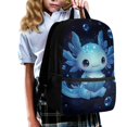thumbnail image 3 of Yuyamidu Blue Axolotl Bookbag for Girls 7-8 Large Capacity 17 Inch Backpack with Lunchbox Pencil Pouch Water Bottle Holder Keychain Set of 5 2nd-3rd Grade Elementary School Bag, 3 of 7