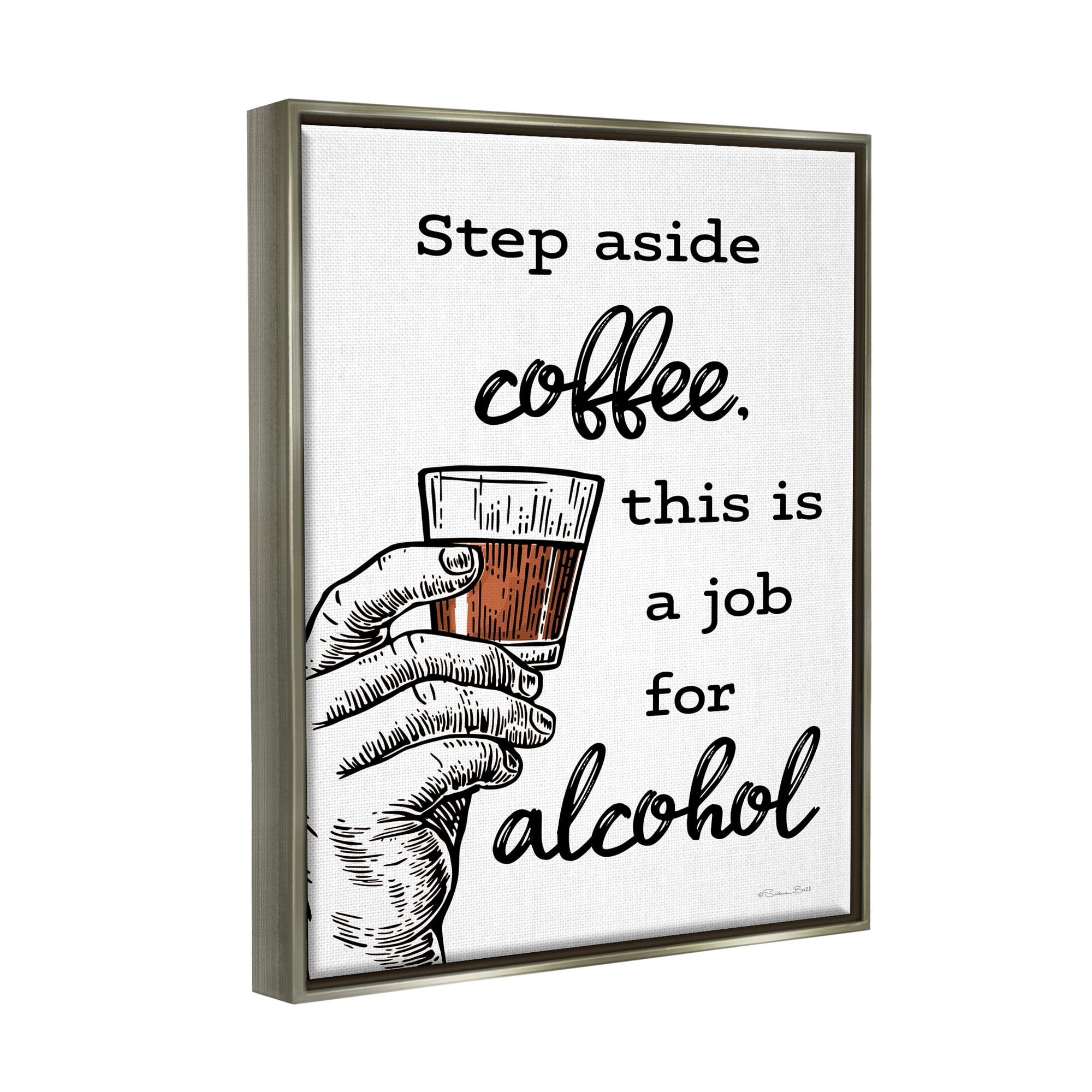 Stupell Industries Step Aside Coffee Funny Food & Beverage Painting Gray Floater Framed Canvas Art Print Wall Art, 25 x 31