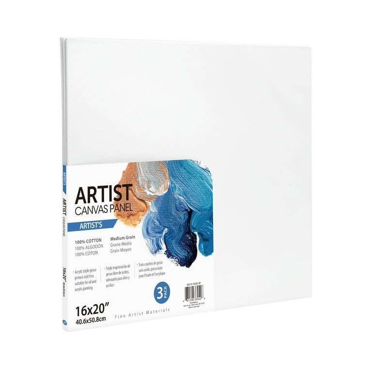 Artist Canvas Panel, 100% Cotton Acid Free Canvas, 16X20, 3 Pieces